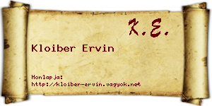 Kloiber Ervin névjegykártya